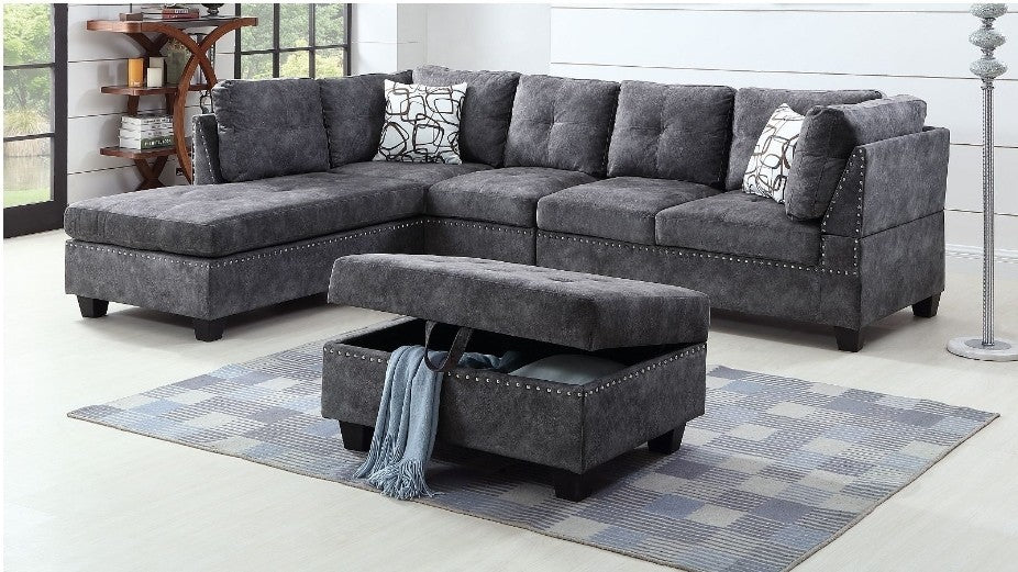 Venice sectional with storage ottoman - Reversible chaise - Dark Grey image 0