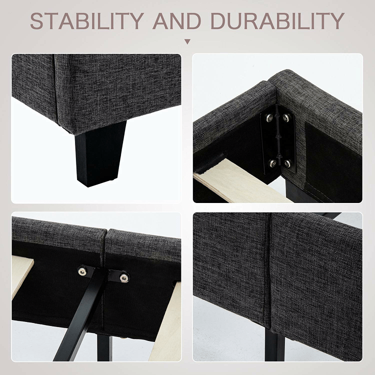 Olaia bed frame - Upholstered Charcoal grey - Double size image 2