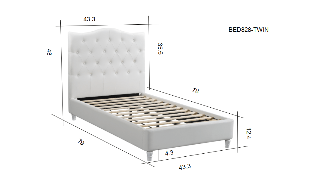 Lily – Upholstered Platform Bed (White)  single-double-queen-King-sizes image 2