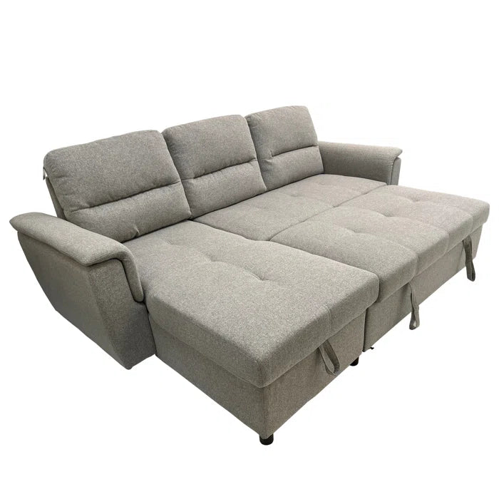 Mato Sectional Sofa Bed with Storage & Reversible Chaise - Light Grey image 3