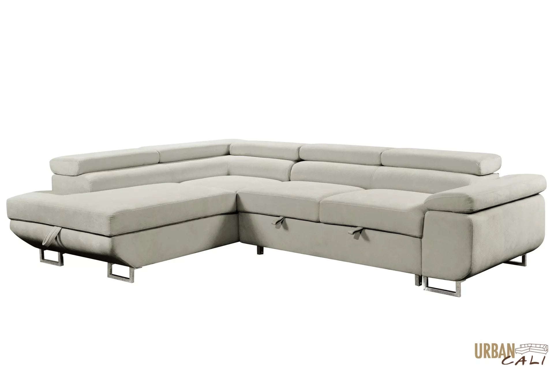 Tribeca Sleeper Sectional with Adjustable Headrests and Storage Chaise Cream image 2