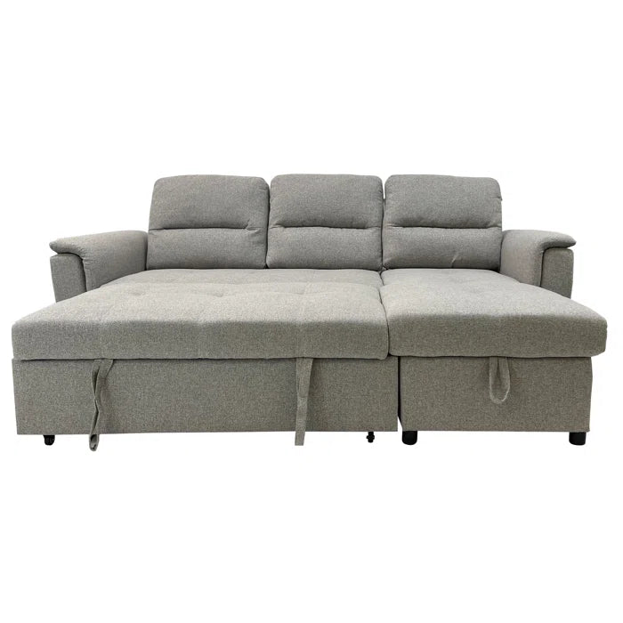 Mato Sectional Sofa Bed with Storage & Reversible Chaise - Light Grey image 1