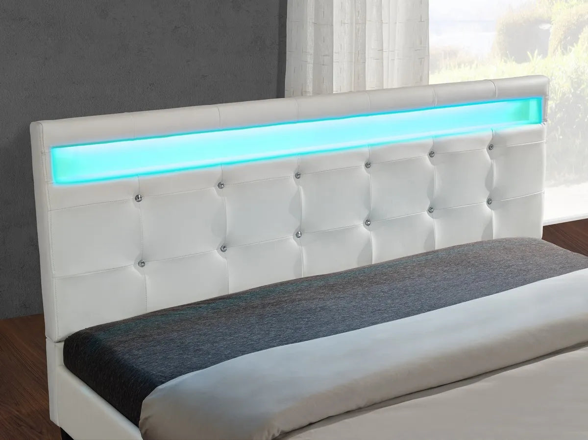 Kyoto - White Leather LED Bed Frame image 2
