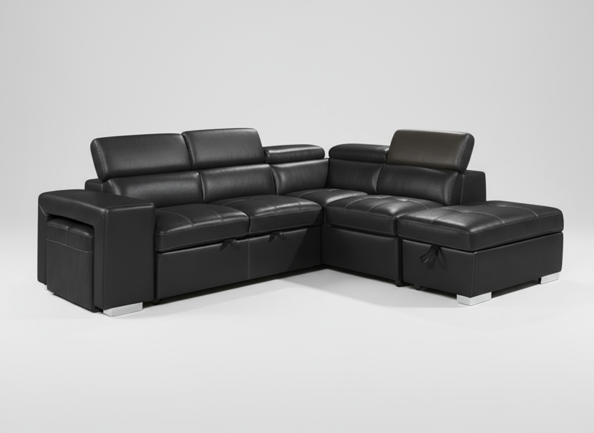 Gray sectional sofa on a white background