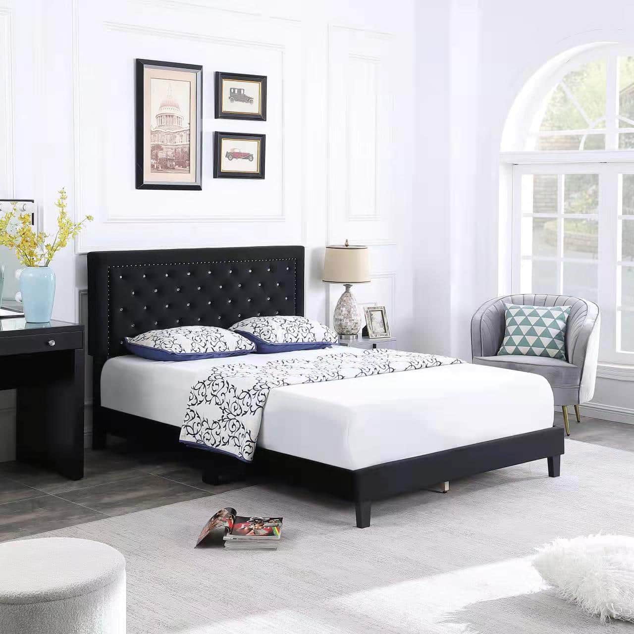 Tokyo - Black Velvet Fabric Bed Frame image 1