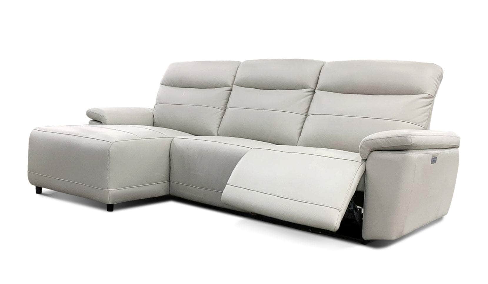 Monaco Power Reclining Sectional in Light Grey image 1