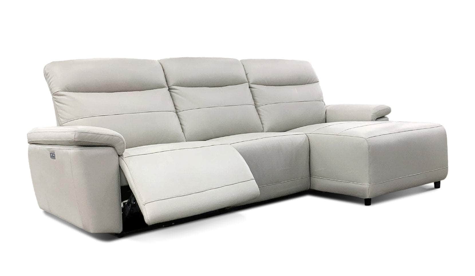 Monaco Power Reclining Sectional in Light Grey image 2