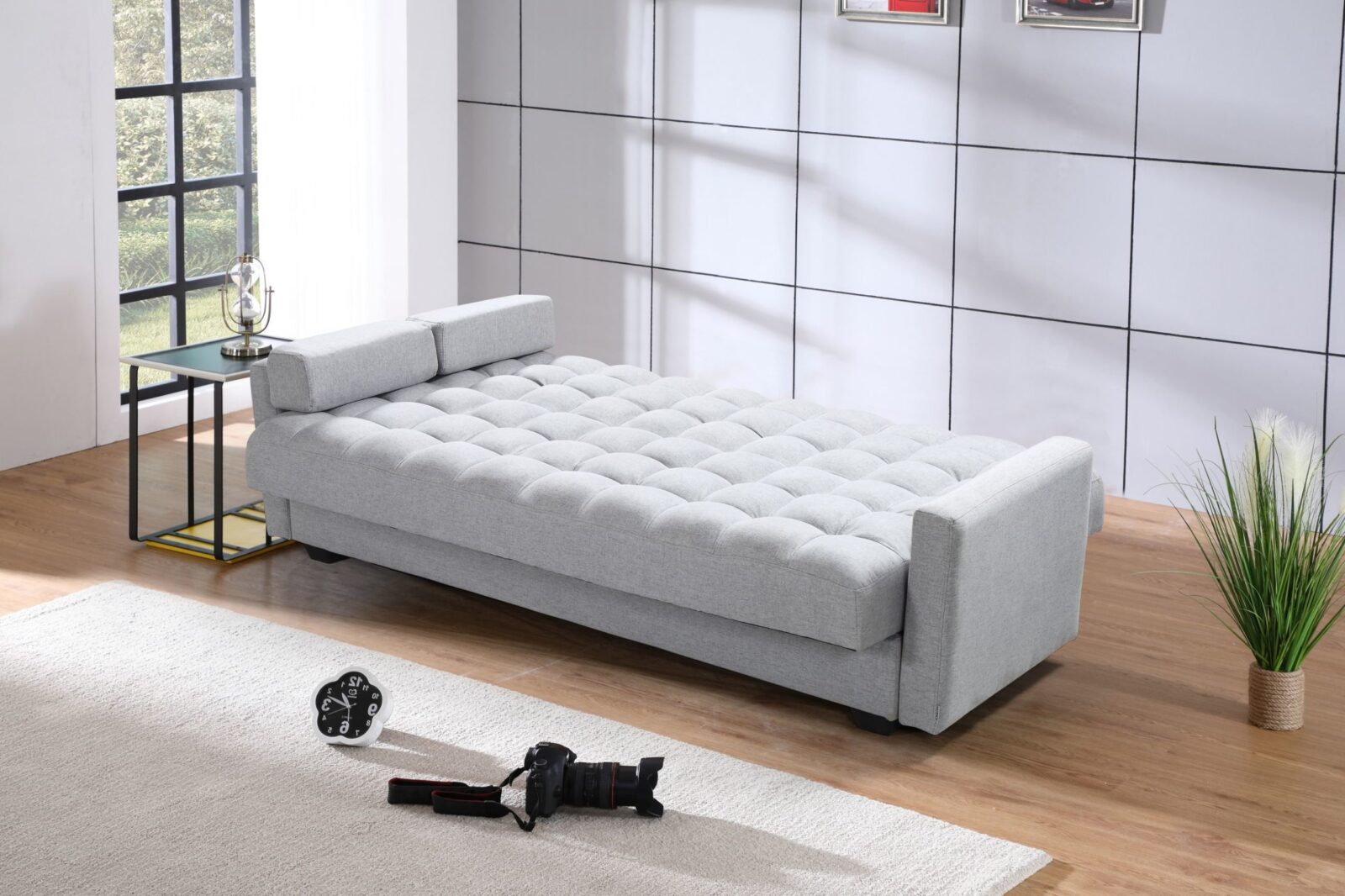 Sara Sofa Bed Convertible 3.in.1 ( Sofa, Bed, Couch &amp; Storage ) – Grey image 1