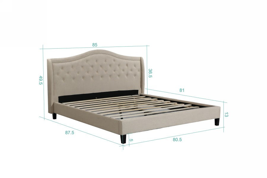 Prague – Upholstered Platform Bed, Beige image 4