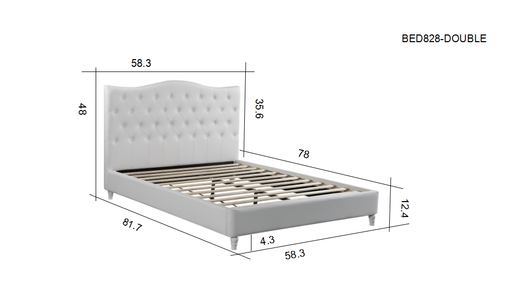 Lily – Upholstered Platform Bed (White)  single-double-queen-King-sizes image 3