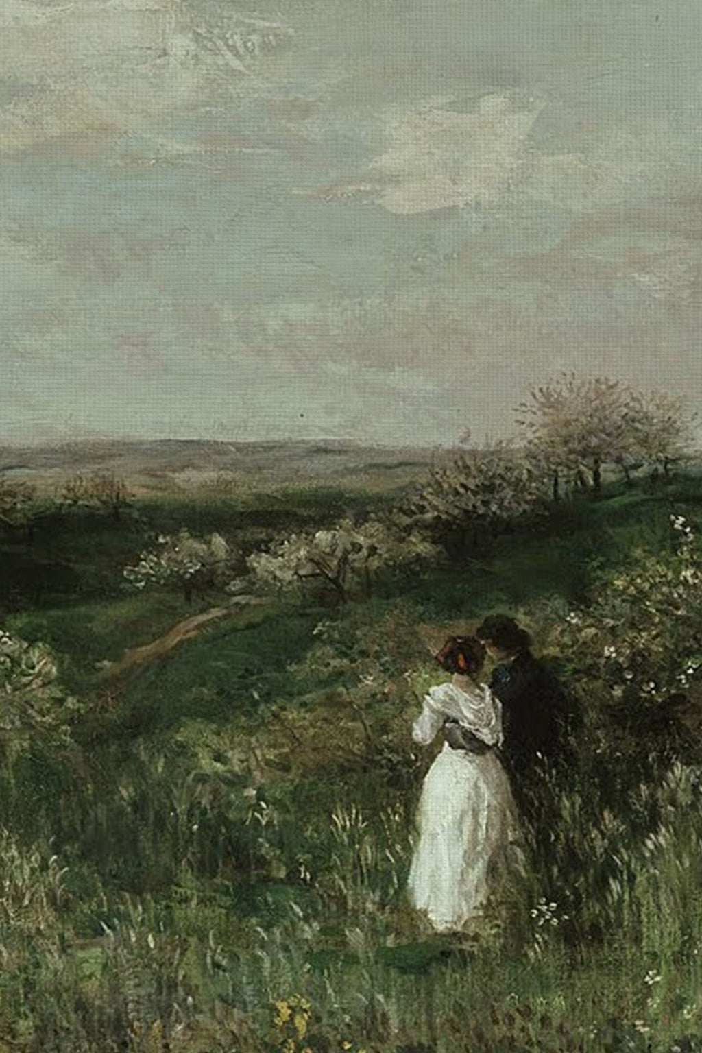 LES AMANTS DU VENT, Oeuvre sur toile rigide, encadré Vintage Argent