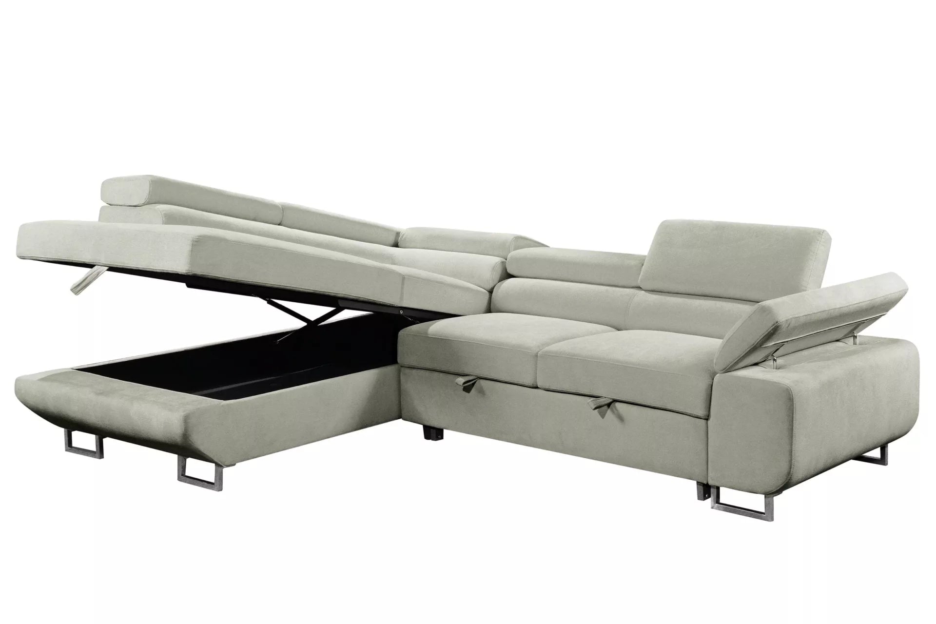 Tribeca Sleeper Sectional with Adjustable Headrests and Storage Chaise Cream image 1
