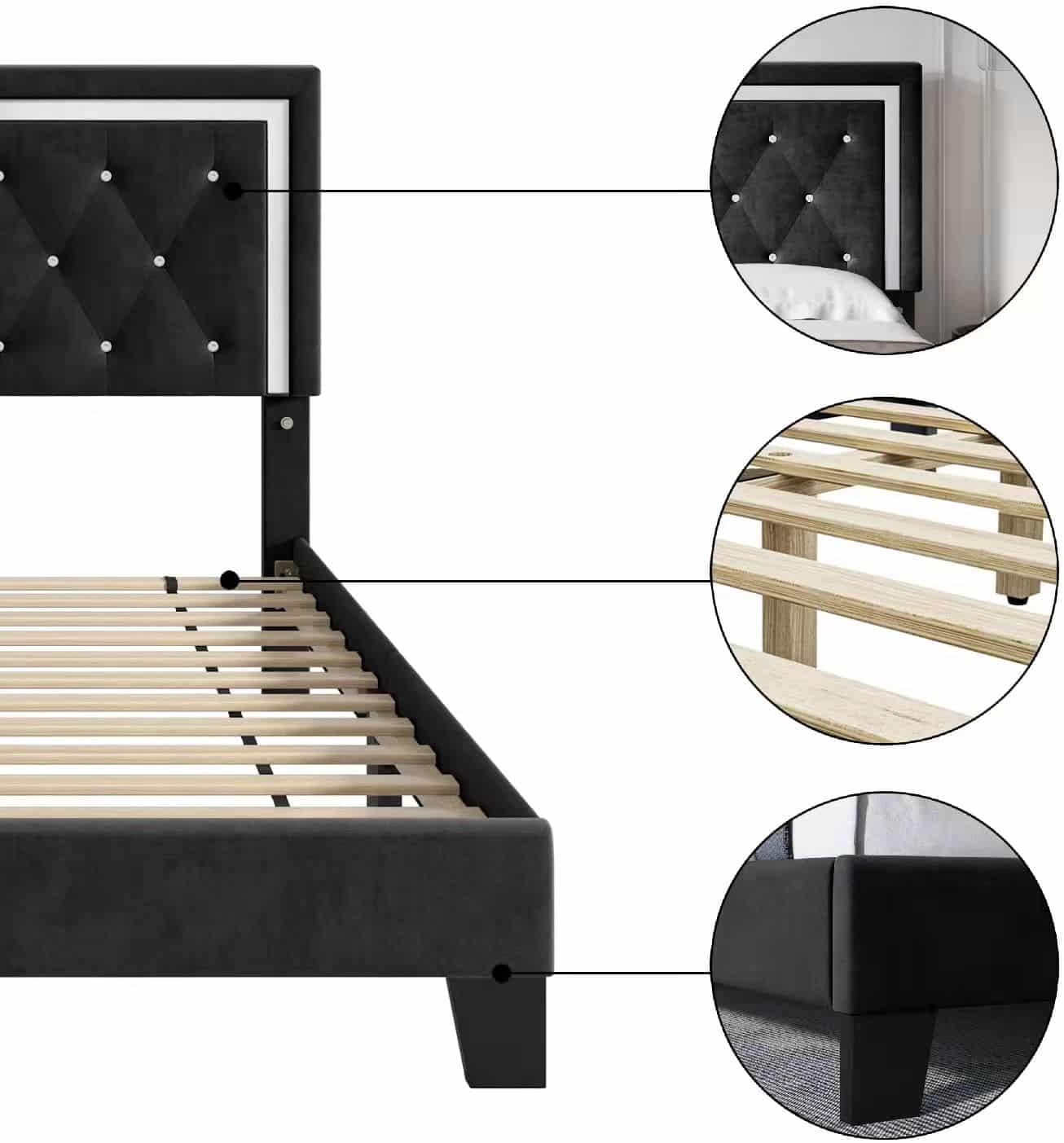 Nairobi - Grey Velvet Fabric Bed Frame image 1