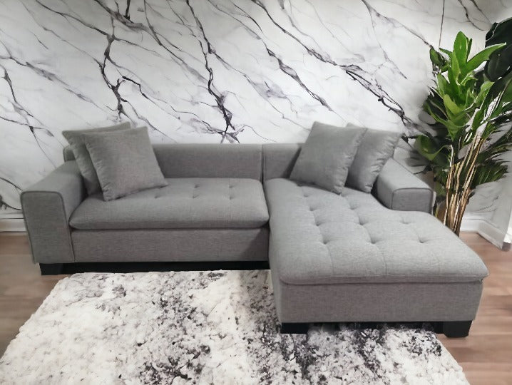 Sydney Sectional Couch/Sofa with Left or Right Chaise - Light Grey image 2