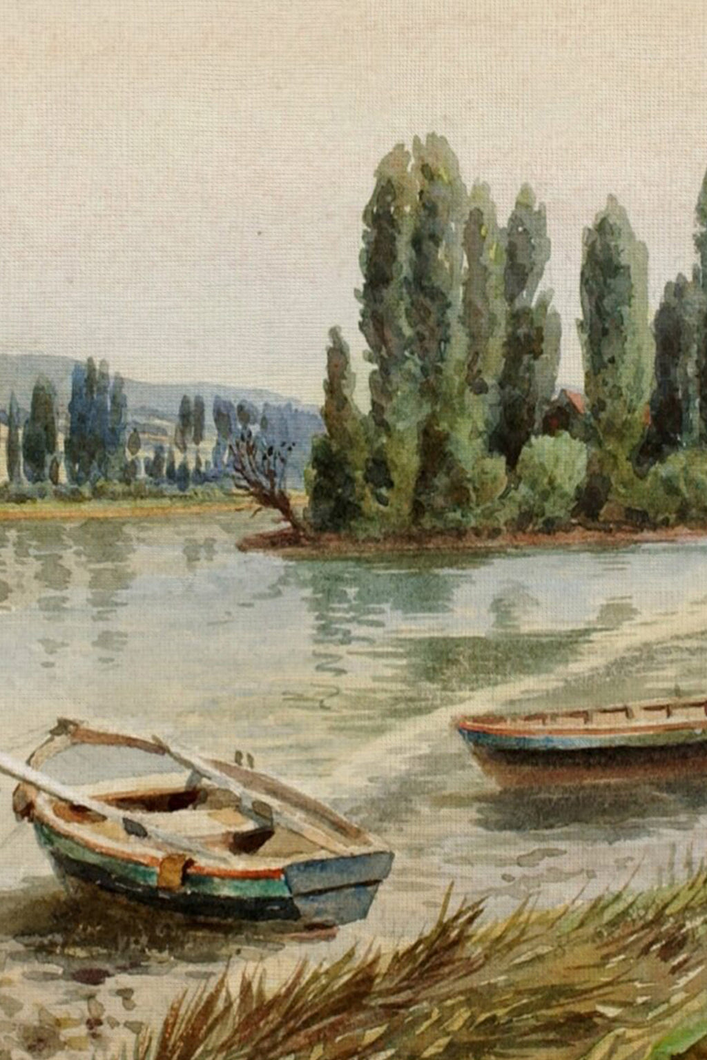 RIVES PAISIBLES, Oeuvre sur toile rigide, encadré Vintage Argent