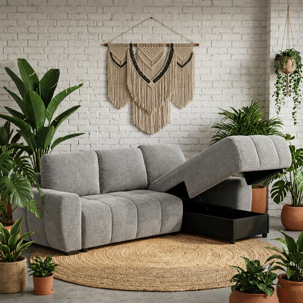 Yukon sectional sofa bed - 2 storage - Grey