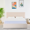 Rocco Upholstered Hydraulic Storage Bed with Headboard – Modern Platform Bed Frame with Lift-Up Storage- Beige image 0