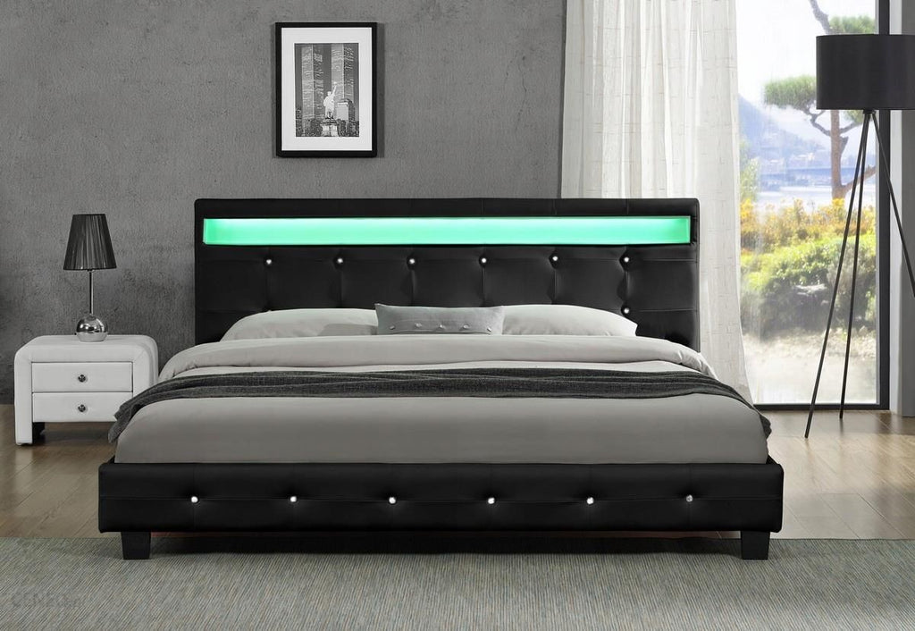 Kyoto - Black Leather LED Bed Frame image 0