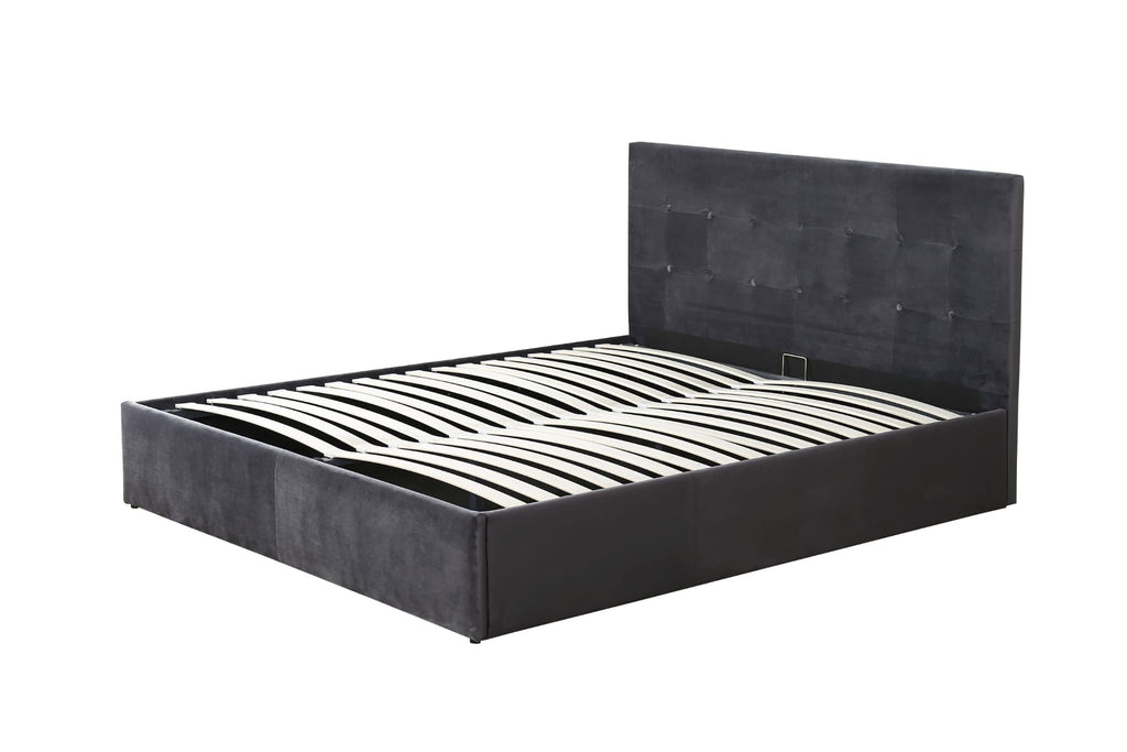 Havannah - Grey Velvet Fabric Hydraulic Lift Storage Bed Frame image 1