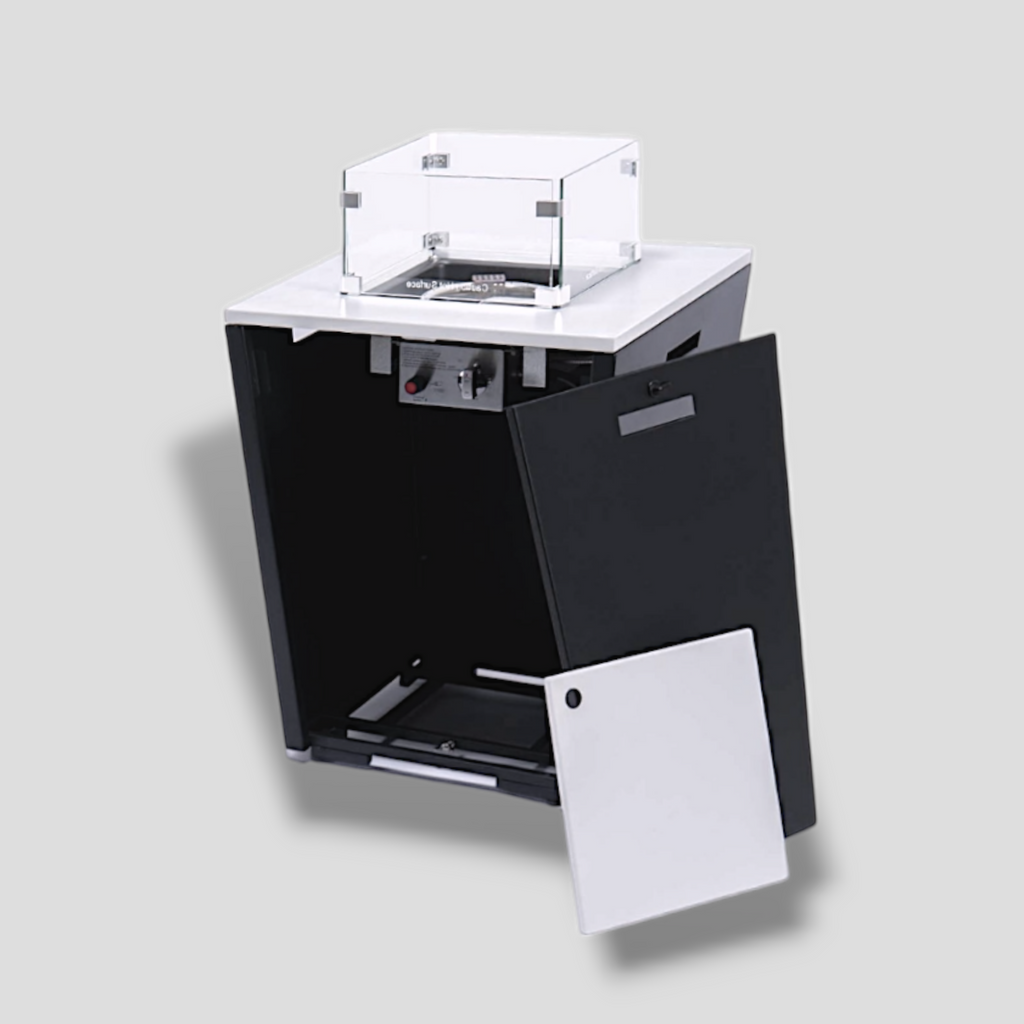 Compact Fire Table with Glass Wind Guard image 1