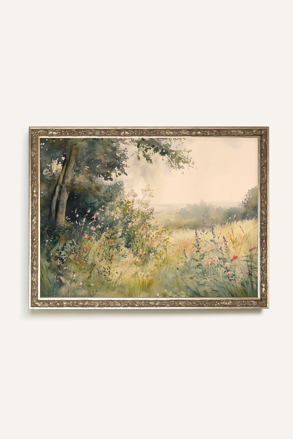CLAIRIÈRE D’ÉTÉ, Oeuvre sur toile rigide, encadré Vintage Argent