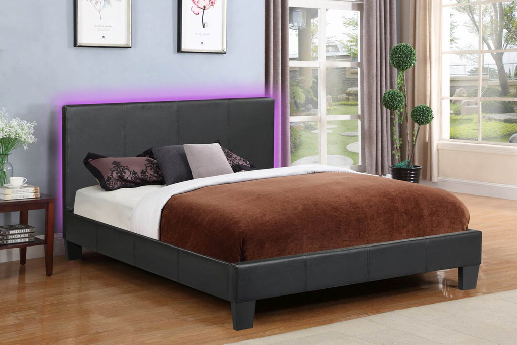Leather– Upholstered Platform Bed, black #31 image 1