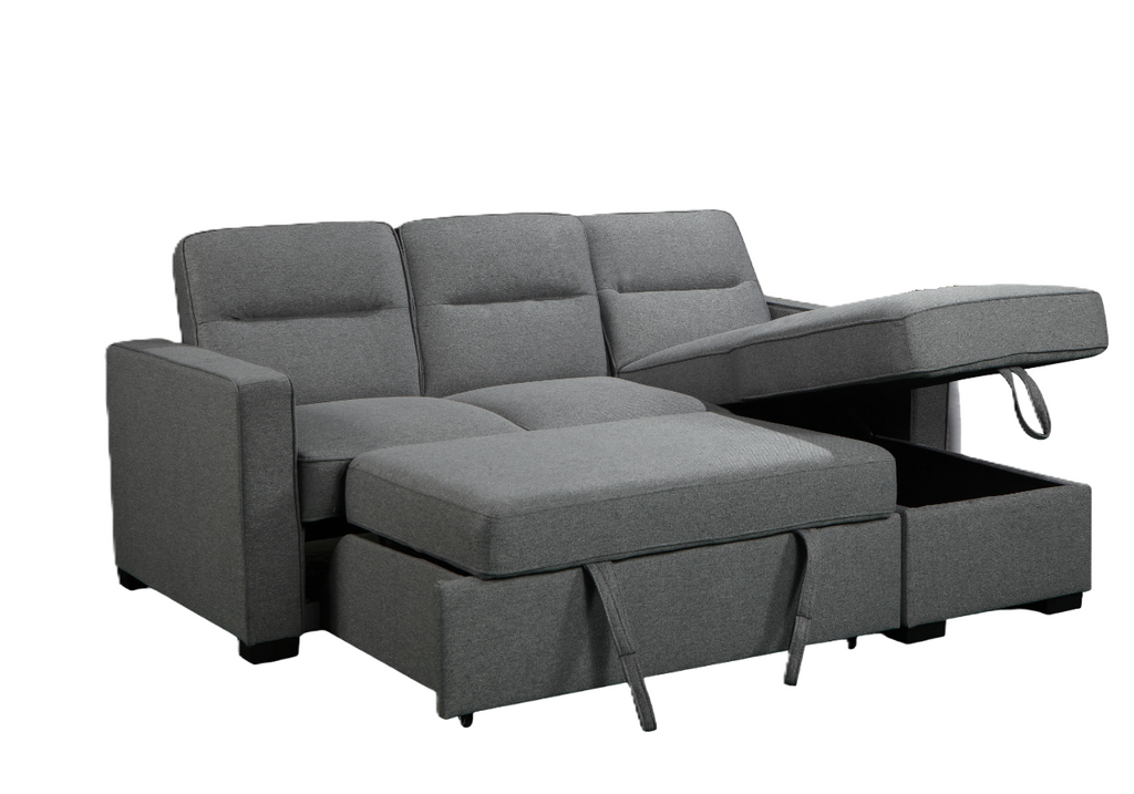 Waza Light Grey Sectional Sofa with Reversible Chaise and Pullout Bed image 0