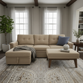 Jasper Sectional Sofa Bed With Storage - Beige image 3