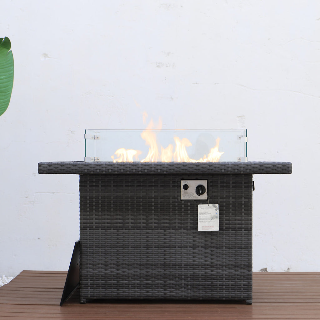 Wicker fire table - Grey image 2