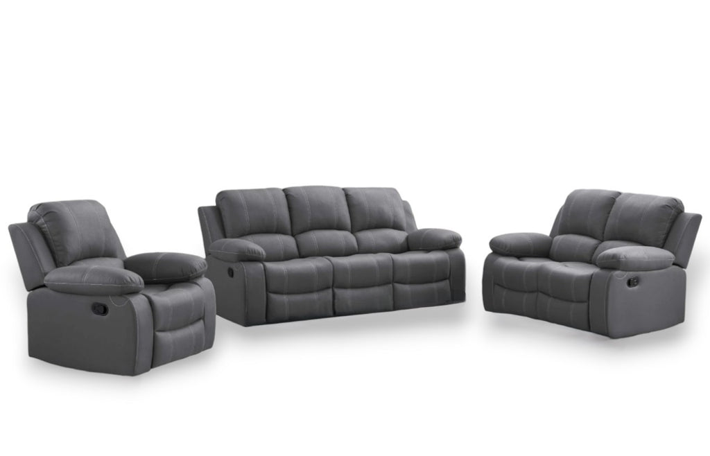Wave Recliner Set in Grey Suede – 3-Seater, 2-Seater, and 1-Seater image 0