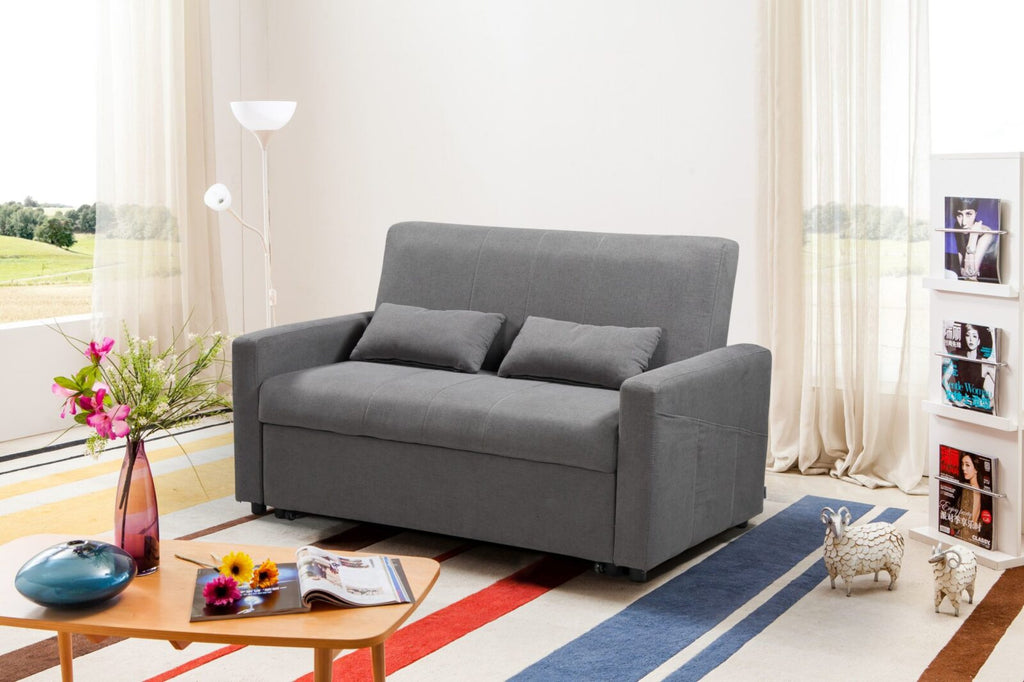 Transformer Convertible Fabric Loveseat Bed – Charcoal Grey image 2