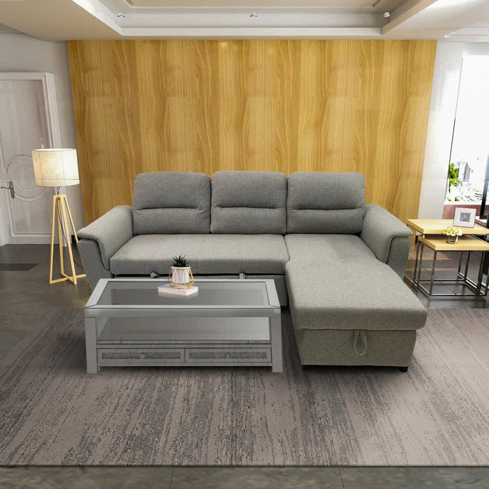 Mato Sectional Sofa Bed with Storage & Reversible Chaise - Light Grey image 0