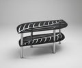 Leaf-Design Glass Coffee Table with Dual Black Shelves and Chrome Legs image 0