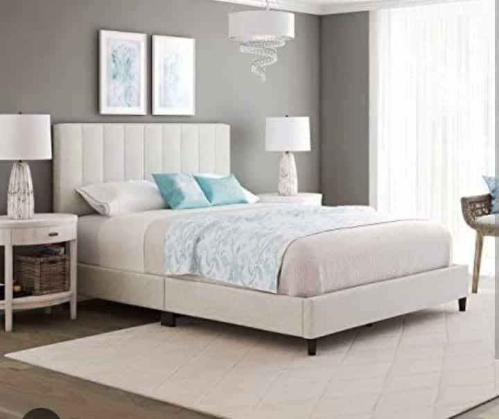 Chester - Beige Linen Fabric Bed Frame image 0