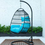 Single folding swing with blue cushion image 1