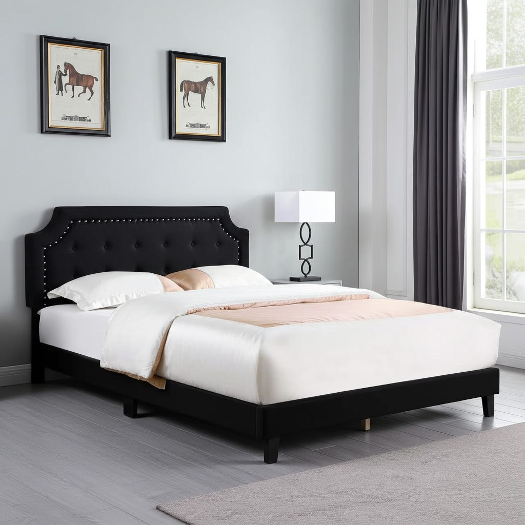 Halifax - Black Linen Fabric Bed Frame image 1