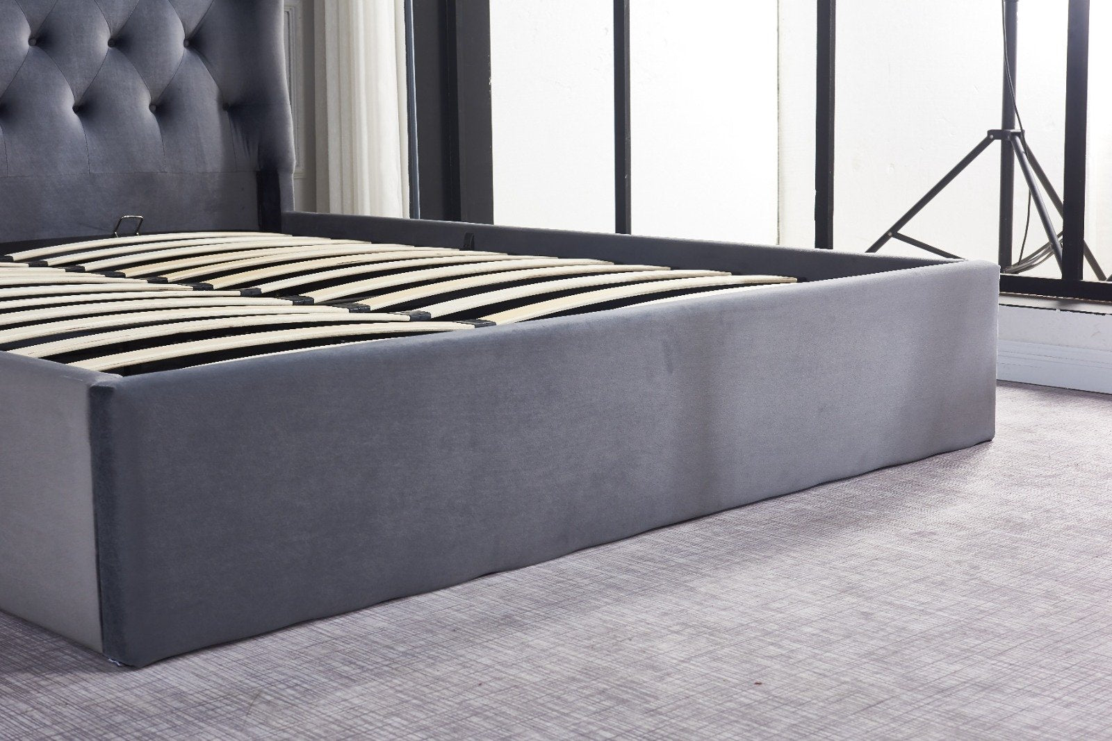 Pluto king bedframe -hydrallic storage bed - velvet grey image 7
