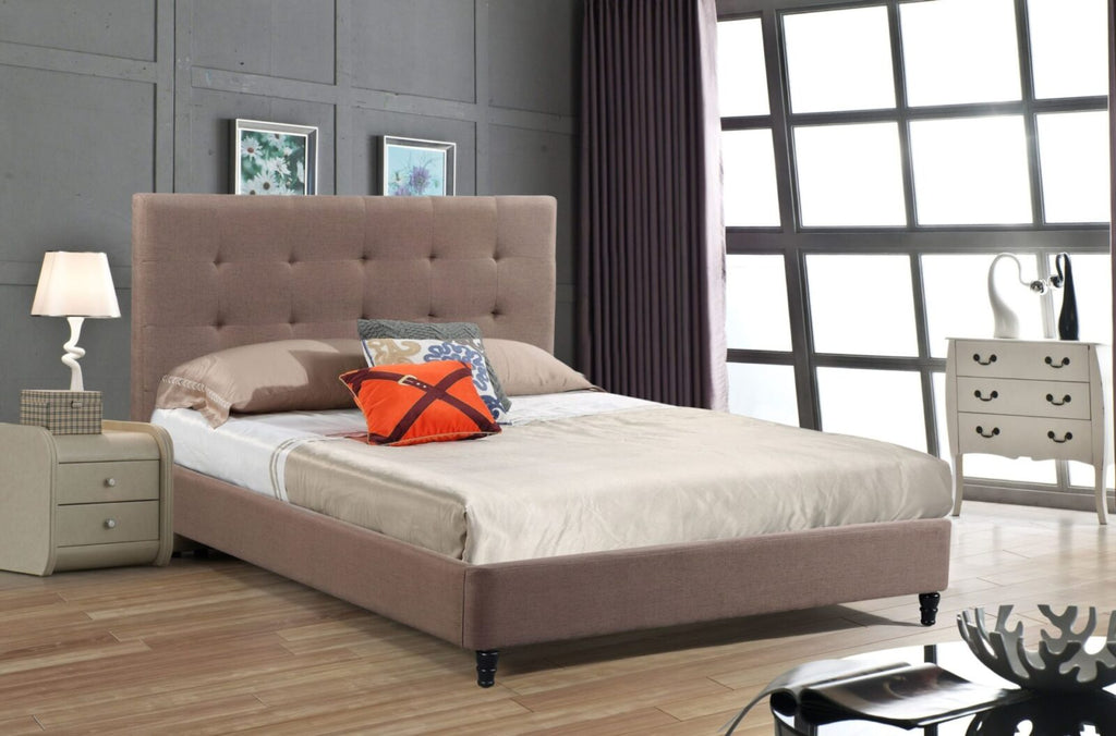 Seattle – Upholstered Platform Bed, Brown image 1