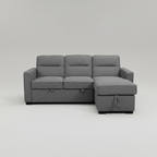 Sofá seccional Waza gris claro con chaise longue reversible y cama plegable 