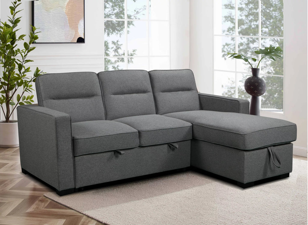 Waza Light Grey Sectional Sofa with Reversible Chaise and Pullout Bed image 1