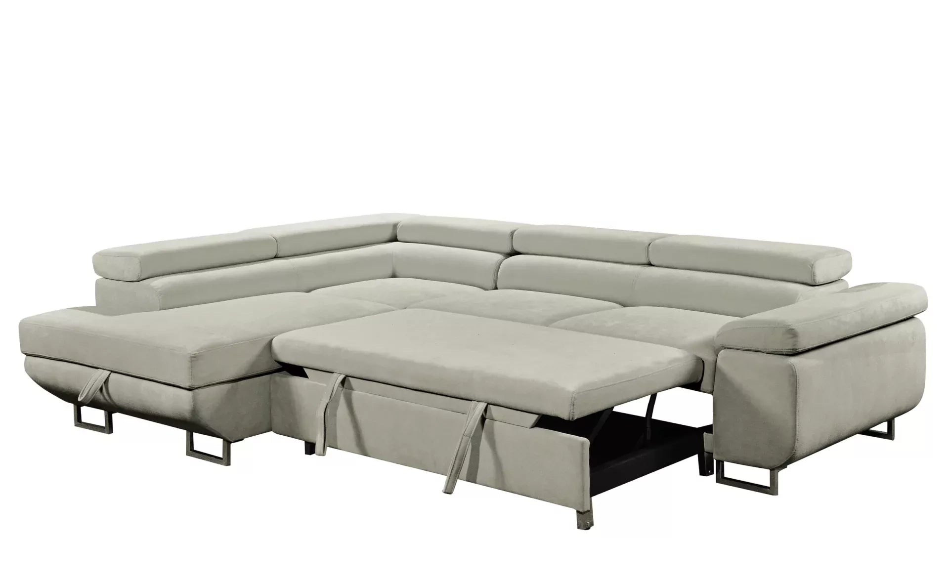 Tribeca Sleeper Sectional with Adjustable Headrests and Storage Chaise Cream image 0