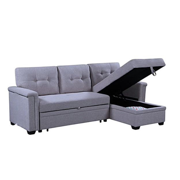 Jasper Sectional Sofa Bed With Storage - Light Grey image 0
