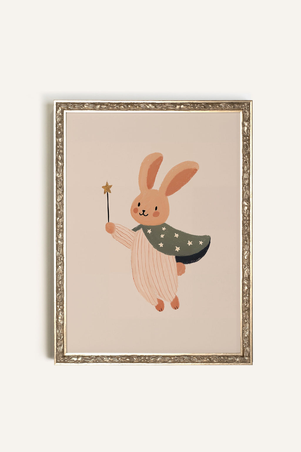 LAPIN MAGIQUE, Oeuvre sur toile rigide, encadré Vintage Argent