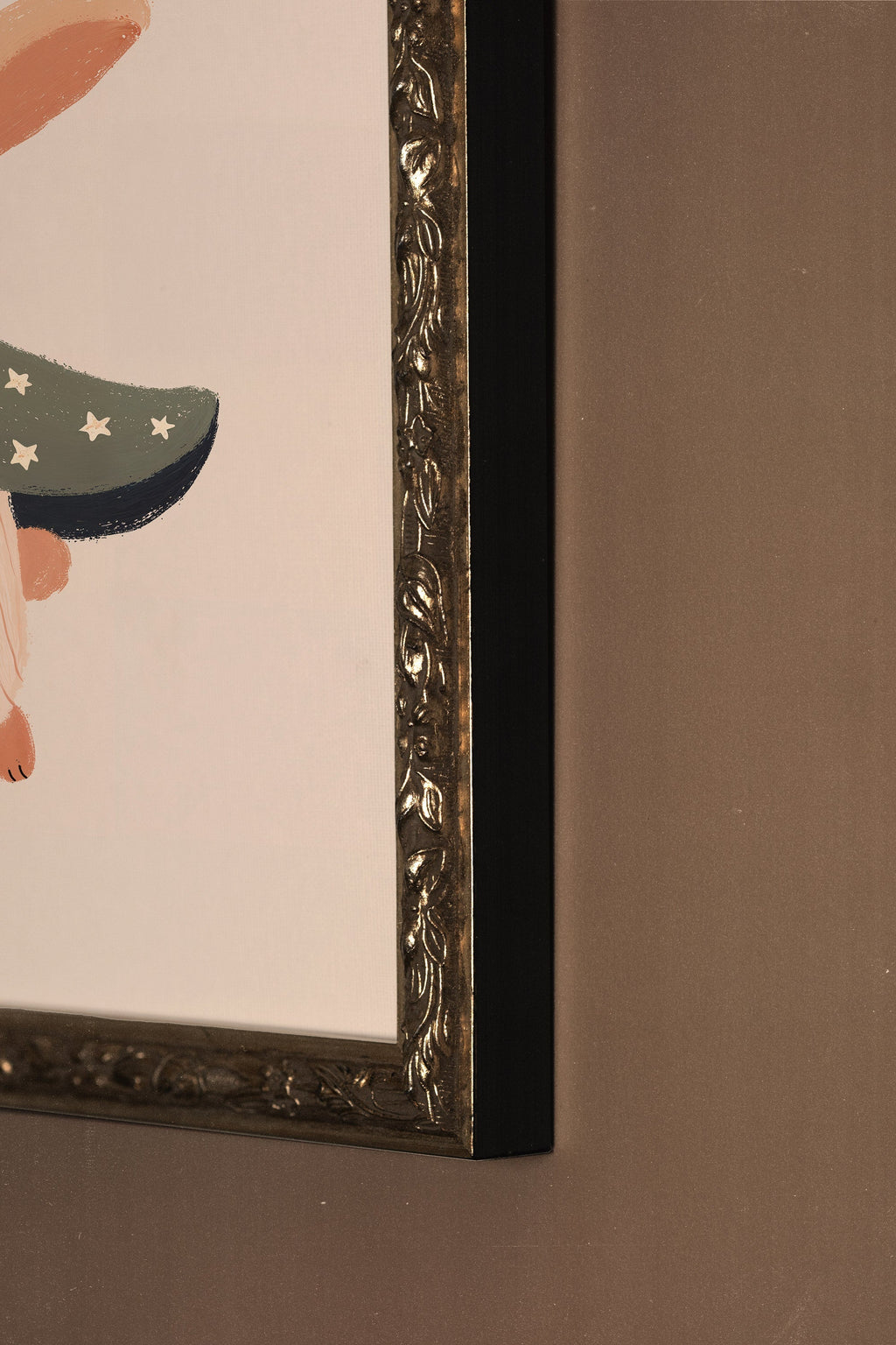 LAPIN MAGIQUE, Oeuvre sur toile rigide, encadré Vintage Argent