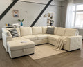 Taylor 6-Seater Sectional Sofa with Pullout Bed and Storage - Beige image 0