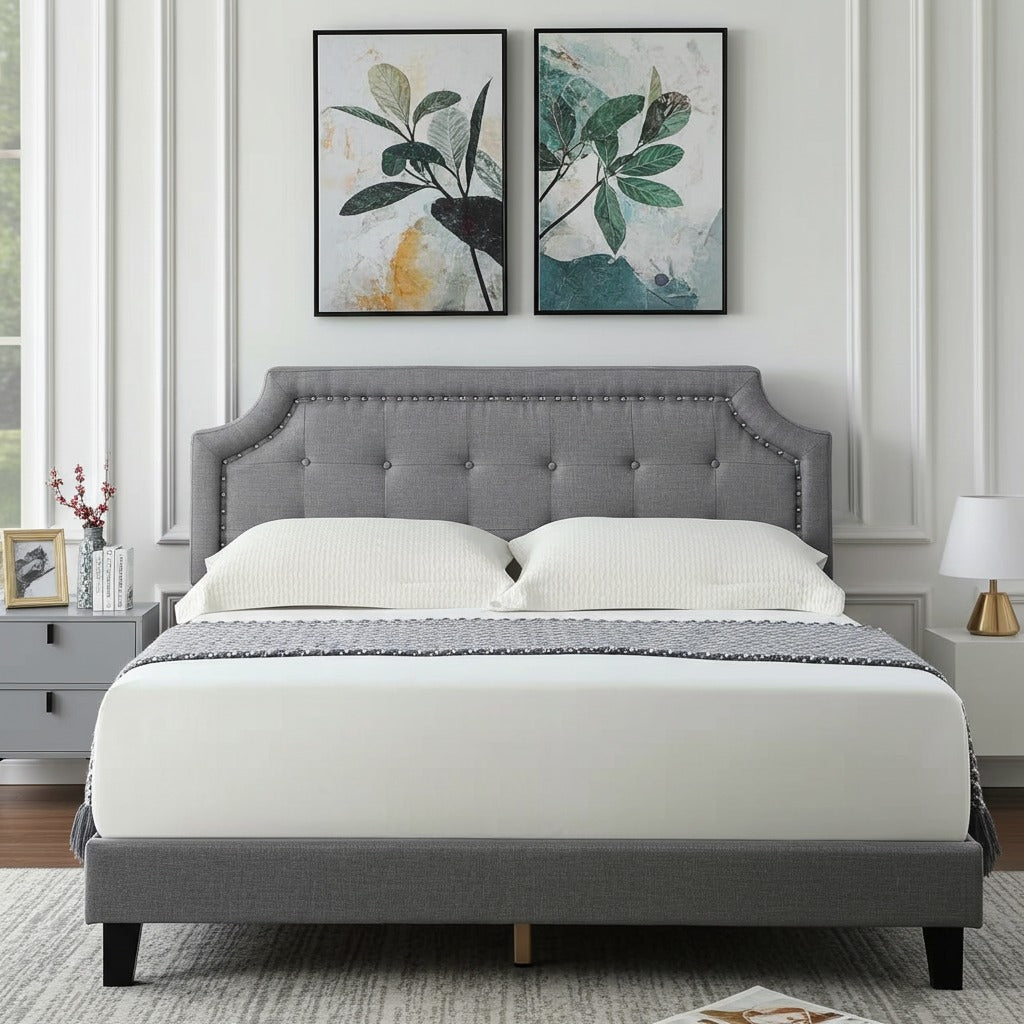 Halifax - Grey Linen Fabric Bed Frame image 0