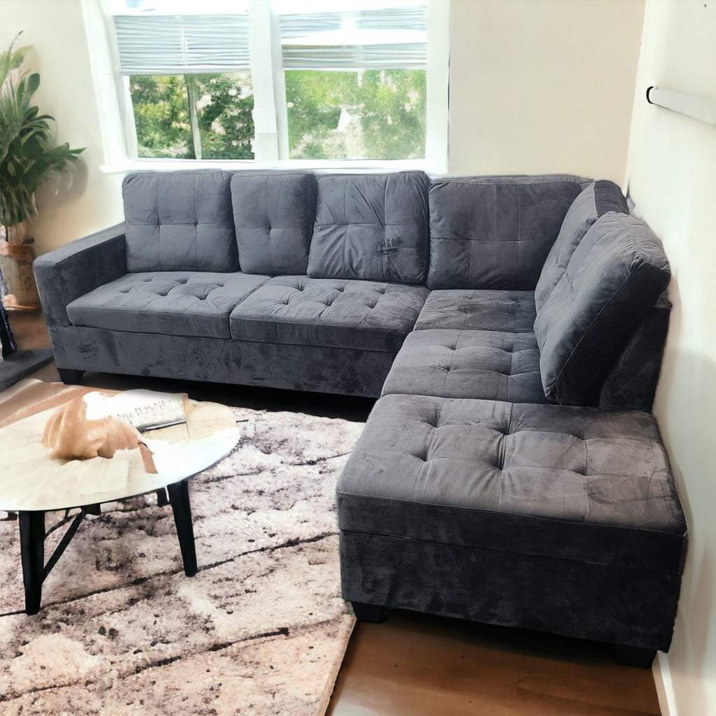 Langley sectional with storage  - Grey Velvet image 1