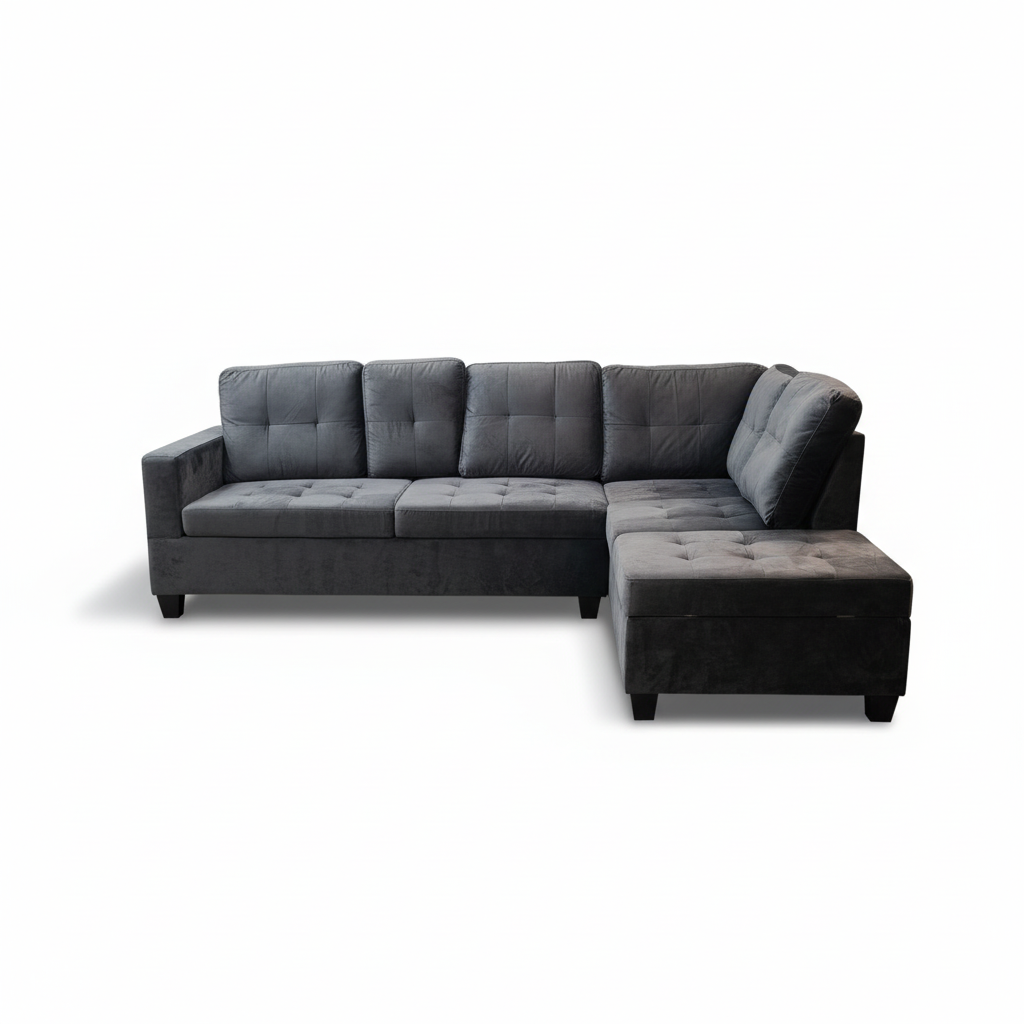 Langley sectional with storage  - Grey Velvet