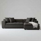 Sydney Sectional Sofa with Reversible Chaise – Dark Grey Fabric - Paul's Furniture Outlet