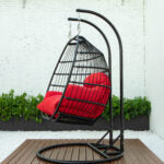 Double folding swing with red cushion image 1